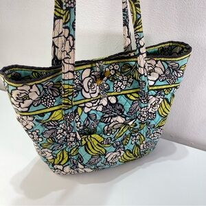 Vera Bradley Island Blooms Quilted Cotton Large Tote Bag Floral Aqua 14” School
